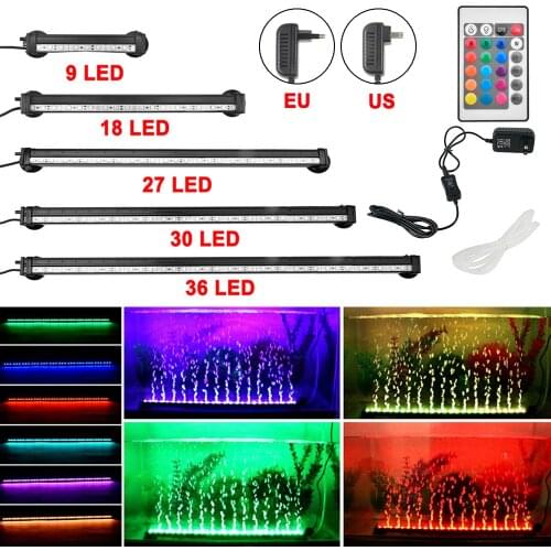 5050 RGB LED Aquarium Light Fish Tank Submersible Light 9/18/27/30/36LED Aquarium Air Bubble Lamp EU US Plug Fish Tank Light
