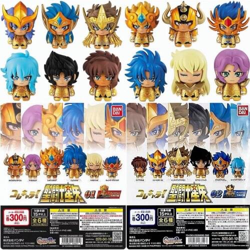 Bandai Gashapon Q Version Saint Seiya Gold Zodiac Gemini Sagittarius Libra Taurus Athena Small Figure Model Toys