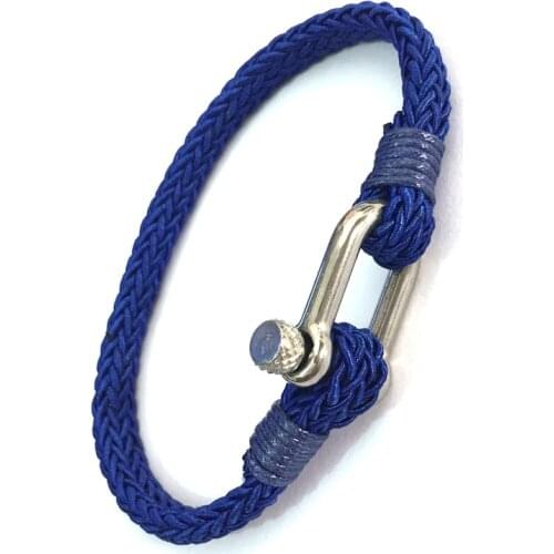 Handmade Navy Style Sport Camping Parachute Cord Survival Bracelet Men With Metal Shackle Buckle Jewelry