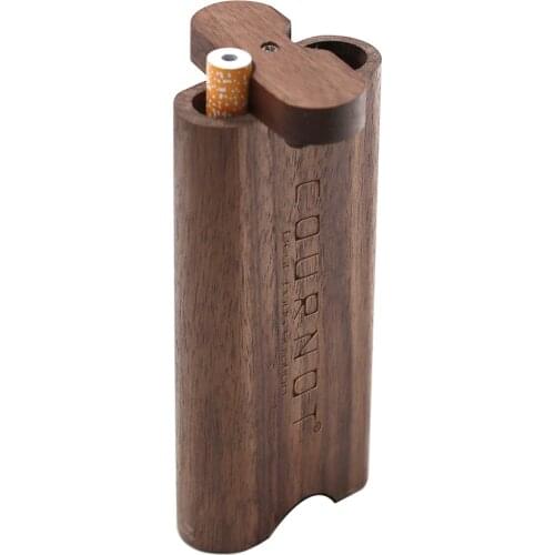 COURNOT Wood Dugout Pipe Set Tobacco Wood Dugout Container Case+ Ceramic One Hitter Pipe Cigarettte Holder Portable Storage Case