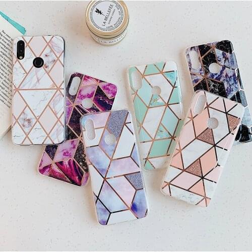 For Redmi note5pro/Note9S/8A/Note6 7 8/Note6 7 8 9Pro Fashion Marble Pattern Geometric Stitching Luxury With Airbag bracket