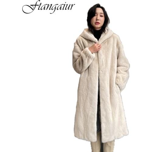 Fstmxur Fur Coats With A Hood