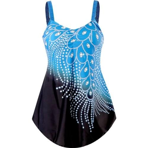 Gossina2021 Blue Tankini Swimsuits Women Swimwear Vintage Two Piece Suit Summer Beach Wear Bathing Suit Plus Size Bodysuits