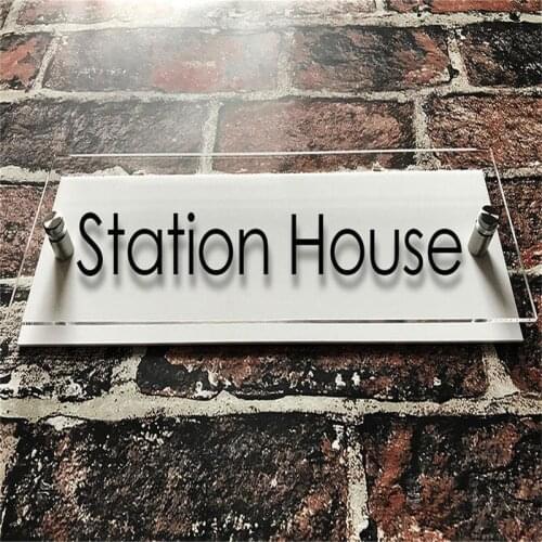 Customized 300*70mm Double Layers of Transparent Acrylic House Number Apartment number with Vinyl Stickers Films