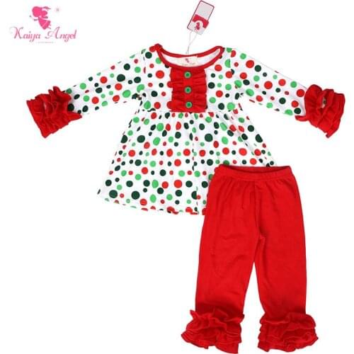 Kaiya Angel Baby Girl Clothes 2017 Christmas Outfits Dot Long Sleeve Tops Leggings Arrival Fashion Outfits 1-8T Children Clothes