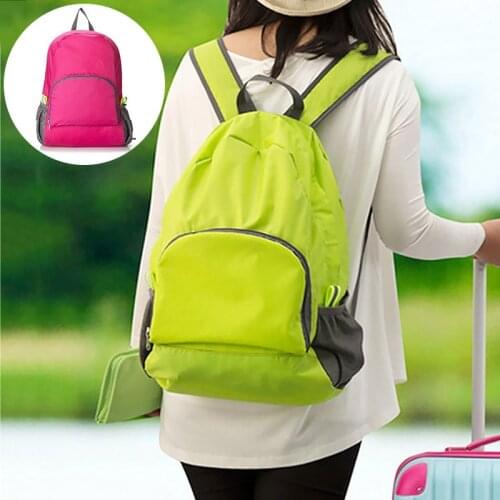 5 Color Korean Version Of Outdoor Travel Solid Color Folding Zipper Holding Bag Mountaineering Backpacks For Both Men And Women