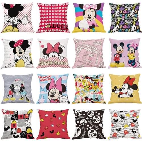 2021 New Year Mickey Mouse Disney Cartoon Cushion Cover Bedroom Living Room Cushion Sofa Pillowcase 45x45cm linen pillow cover