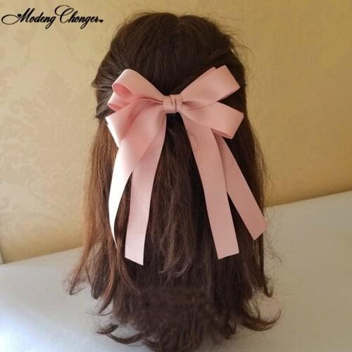 2020 Fashion Satin Fashionable Lady Hairpin Flow comb Soft Barrette Bows Chiffon Hair Clips For Women Girls Hair Accessories