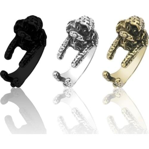 Fashion Retro Dog Teddy Dog Hoop Ring For Women Opening Ring Jewelry Simple Bronze Ancient Black Puppy Ring Gift