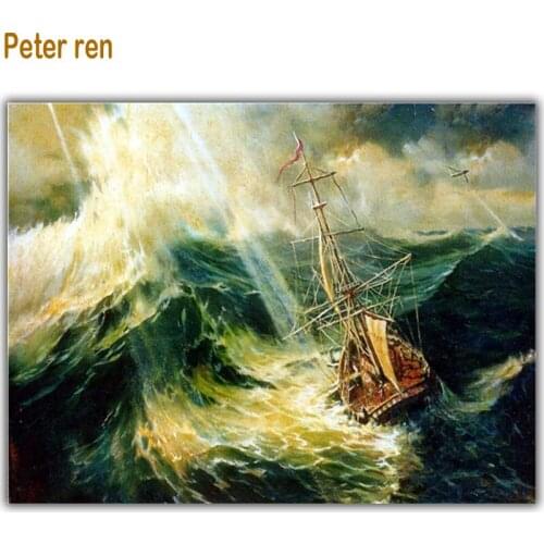 Peter ren Diy Diamond painting Cross stitch Round/Square diamond mosaic Rhinestone Full embroidery Home decor Lonely boat shadow