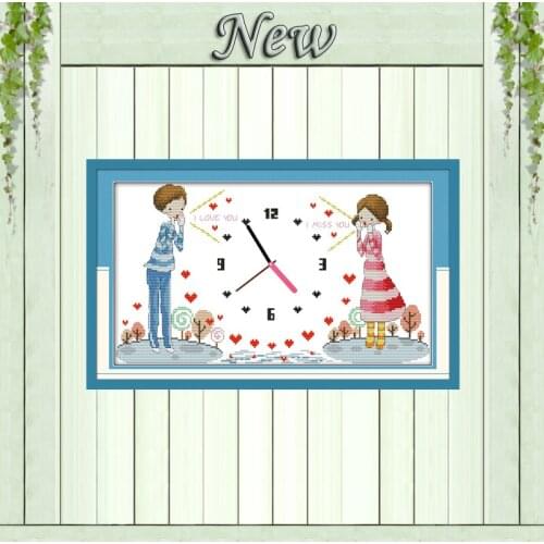 Loudly saying love you clock decor painting counted printed on canvas DMC 14CT 11CT Cross Stitch Needlework Sets Embroidery kits