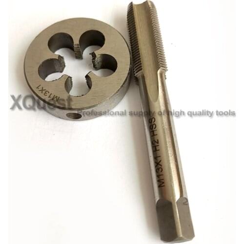 2pcs HSS Metric Left Hand thread tap and die set M13 M13X1 LH Fine Screw thread Plug Tap Round dies M13X0.5