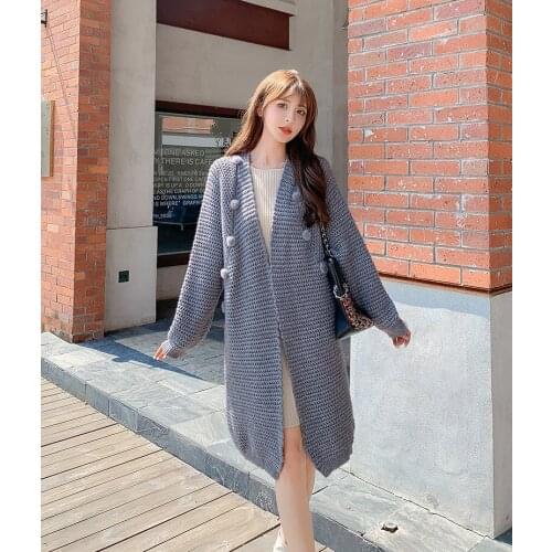 2021 New Cardigan Outerwear Female Elegant Autumn Office Lady Loose Chic Knitwear Jacket Casual Women Knitted Long Coat Fashion