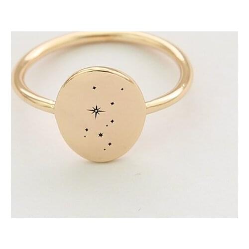New Taurus Oval Zodia Ring European and American Fshion Gold Plated Engraved Ring For Women Birthday Gift