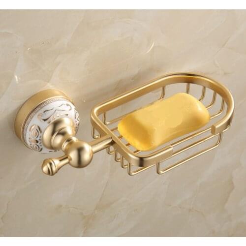 Solid Aluminium Wall Mounted Antique Brass Color Bathroom Soap Basket New Bath