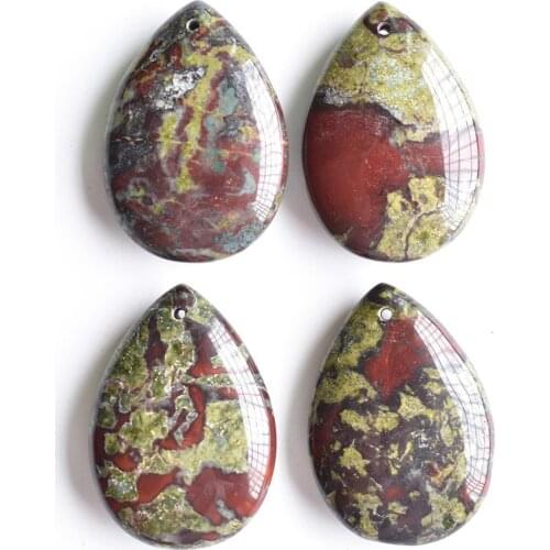 Wholesale 4pcs/lot 2020 New Fashion good quality natural Dragon blood stone water drop charms pendants for jewelry making free