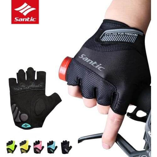 Santic MTB Cycling Gloves Half Finger Road Bike Gloves Men Women Sport Breathable Anti-shock Bicycle Gloves Guantes Ciclismo