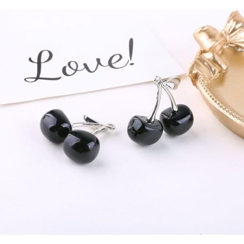 6Pcs Korea Fashion Black Cherry Charms Pendants For Women Diy Bracelet Handmade Jewelry Craft 2021 Trend Aesthetic Accessories