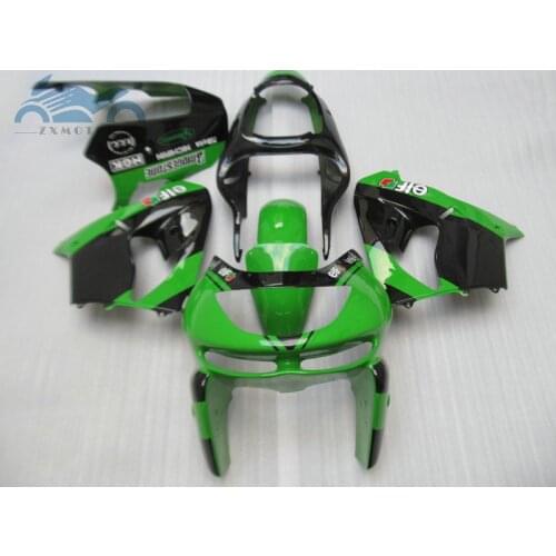 Full set fairing kits for Kawasaki Ninja fairings kit ZX 9R 1998 1999 ZX9R 98 99 ABS plastic green black body repair bodykits