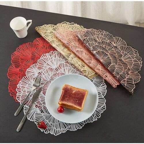 Hollow Flower Placemats PVC Insulation Coaster Pads Table Bowl Mats Placemats for Dining Table Mats Home Diner Decoration Pads