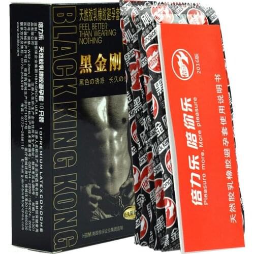 Male Condoms For Black King Kong 10PCS Condoms Fun Set Adult Products Safer Contraception Sex Products