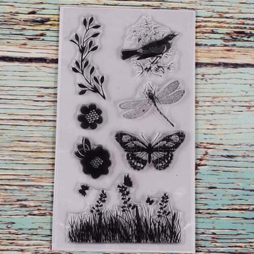 Insect and grass flowers Transparent clear stamp for DIY Scrapbooking/Card Making/Kids Christmas Fun Decoration Supplies