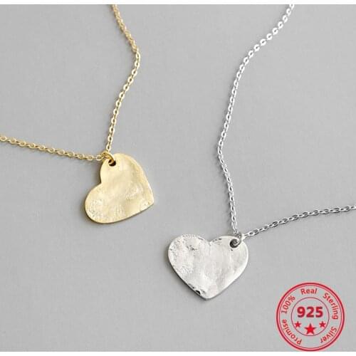 Silver 925 Fashion Romantic Sweet Heart Charms Choker Clavicle Necklace Gold Jewelry for Women