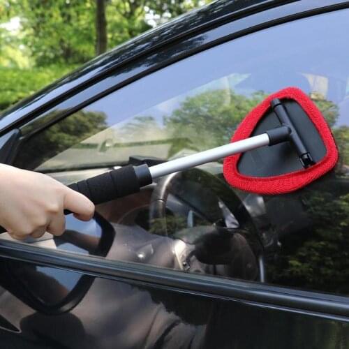 Car Windshield Wiper Cleaner Telescoping Glass Window Cleaning Brush Microfiber Wiper Cleaner Cleaning Brush with Cloth Pad