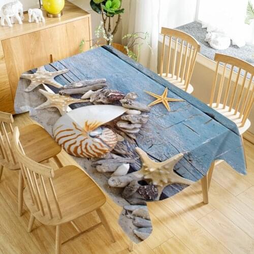 Seashells Starfish Tablecloth Dustproof Dinner Table Cloth Rectangular Wedding Decoration Table Cover Home Textiles