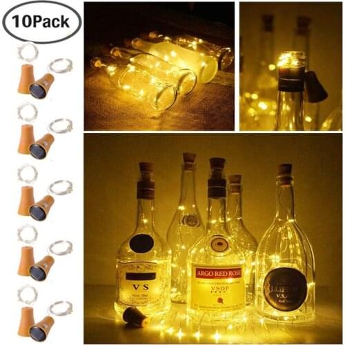 Solar led Wine Bottle with Cork 20 LED Bottle Lights Battery Cork for Party Wedding Christmas Halloween Bar Decor Warm White