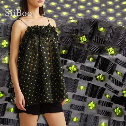 European 3D style black cutting modif fabric summer autumn fashion cloth for wedding dress coat telas tissu tecido SP6103