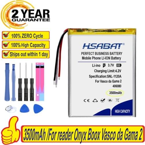 Top Brand 100% New 3500mAh 406080 Battery for reader Onyx Boox Vasco da Gama 2 VASCO degam 2 Batteries