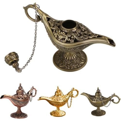 Traditional Hollow Out Fairy Tale Aladdin Magic Lamp Wishing Tea Pot Genie Lamp Vintage Retro Toy For Home Decor Ornaments