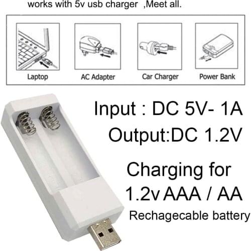USB Output 2 Slots Fast Charging Universal Rechargeable Battery AA / AAA Accu Charging Tool Adapter Batteries Charger