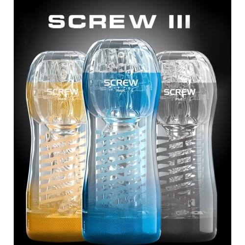 VATINE Spiral Sucking Male Masturbator for Men Screw Channel Transparent Aircraft Cup Realistic Vagina Adult Sex Toys