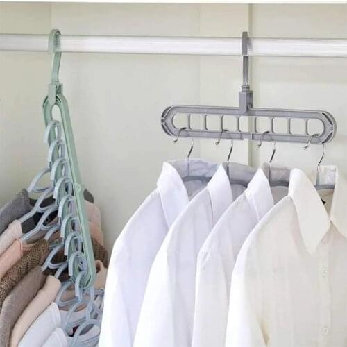 9-hole Clothes Hanger Organizer Space Saving Hanger Multi-function Folding Magic Hangers Drying Racks Scarf Clothes Storage Rack