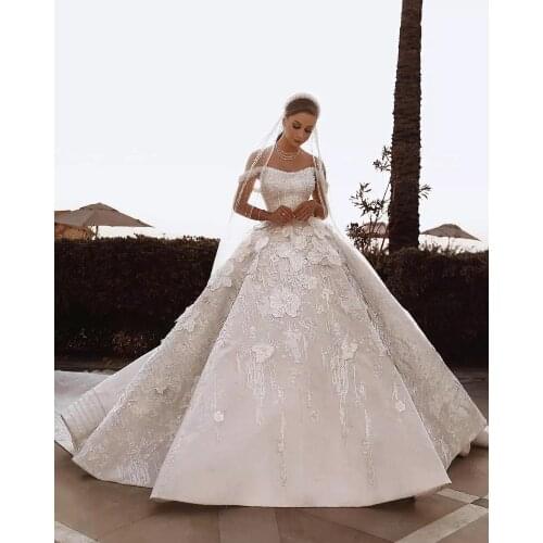 Vestidos De Noiva Luxury A Line Wedding Dresses V Neck Crystal Beading Bridal Gown Beaded Lace