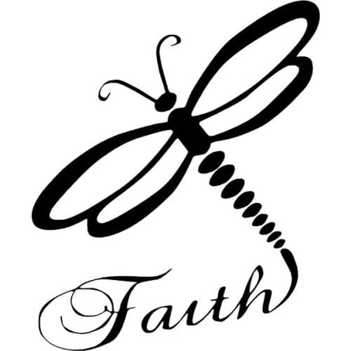 15.5*14.7cm Fashion Dragonfly Faith Graphical Car Sticker Funny JDM Drift Vinyl Decal Sticker
