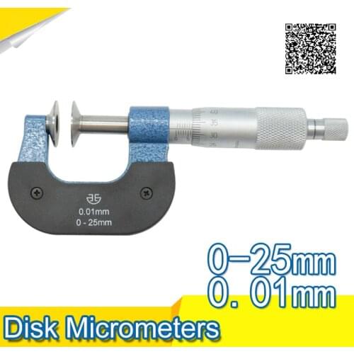 Outside micrometer .Disk Type Micrometer 0-25mm(rotating spindle).0-1inch