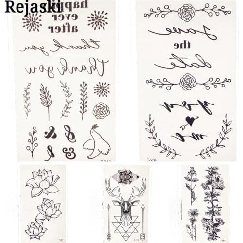 Black Leaf Waterproof Temporary Tattoo Stickers 10.5X6CM Girl Women Body Art Small Fake Summer Style Tattoo paste Children Gifts