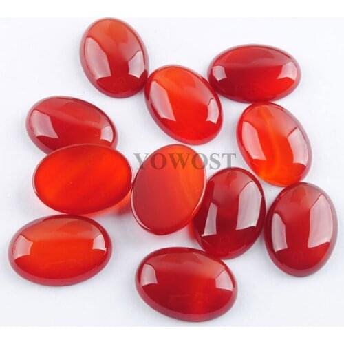 YOWOST Dark Red Agates Gem Stones Oval Cabochon CAB No Hole 18x25x7mm For Making Jewelry 10pcs/Lot IU3064
