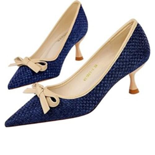 Ladys Cheap Hot Selling Bow Plus Size 43 44 42 41Single Flats Floral Shoes Round Toe Cloth Fabric Women Driving Dancing Footear