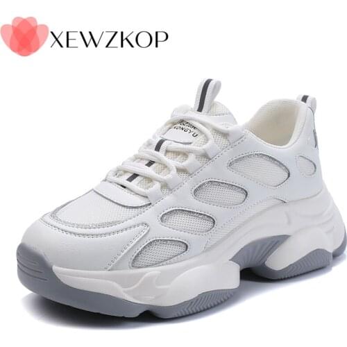 2021 Spring Chunky Sneakers Women Faux Suede Platform Casual Shoes Girl School Student Thick Sole Vulcanize Shoes Tenis Feminino