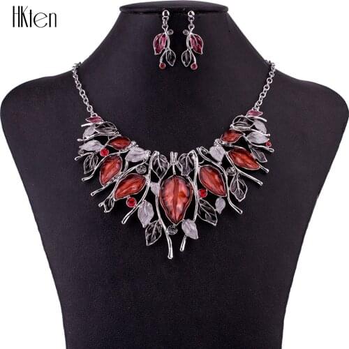 MS1504712 Fashion Jewelry Sets High Quality Necklace Sets For Women Jewelry Multicolored Resin Crystal Leaf Design Party Gift