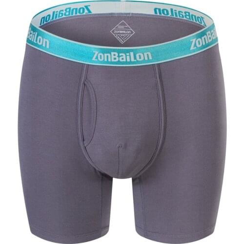 ZONBAILON Mens Panties Long Leg Bamboo Breathable Open Fly Boxers No Ride Up 1 pcs Summer Suitable 5Colors Size M-3XL