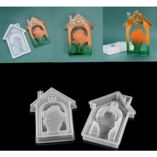 1Pcs Santa Claus Epoxy Resin Silicone Mold Christmas House Decor Art Mould for DIY Resin Crafts Home Decorations Accessories