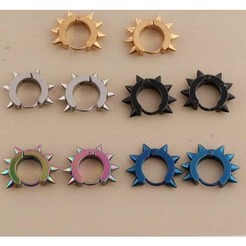 10Pcs Stainless Steel Spike Earring Piercing Hypoallergenic Huggie Stud
