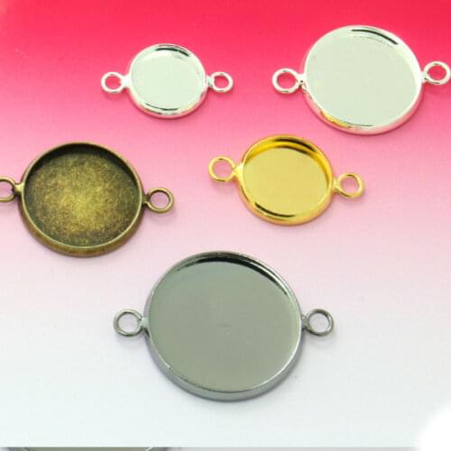20pcs Round Double circle Pendant Blank Base Fit 10mm 12mm 14mm 16mm 18mm 20mm Charm Cameo Blank Diy Jewelry Findings