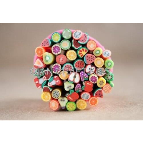200 pcs Fruit Canes Polymer Clay Rods for Miniature Foods, Nails, Beads 5cm long (3mm-6mm)