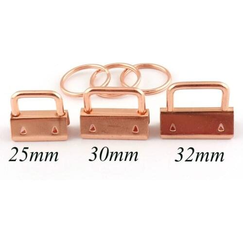 25 SETS Rose Gold Key Fob Hardware with Key Rings,Key Fobs Hardware Key Chain,Webbing Key Chains Key Fobs